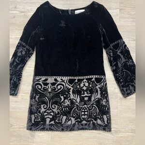 Black and Gray Velvet Dress Brocade Vintage Size Small